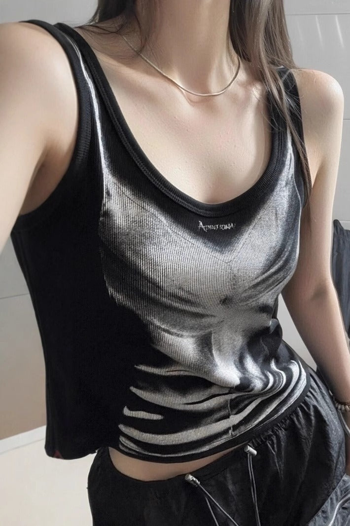 Shadow Body Print Slim Fit Crop Top Main image