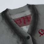 Oversize Cross Letter Jacquard Warm Street Cardigan Sweater