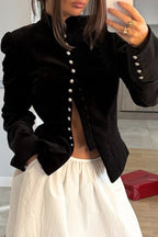 Stand Collar Decorative Button Coats