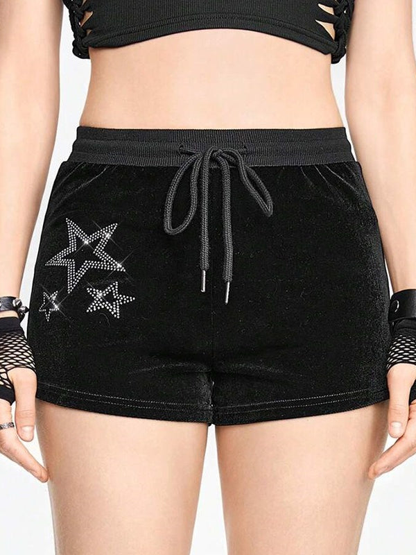 Edgy Gothic Star Rhinestone Y2K Shorts Main image