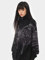 Butterfly Jacquard Turtleneck Warm Cashmere Cardigan Sweater