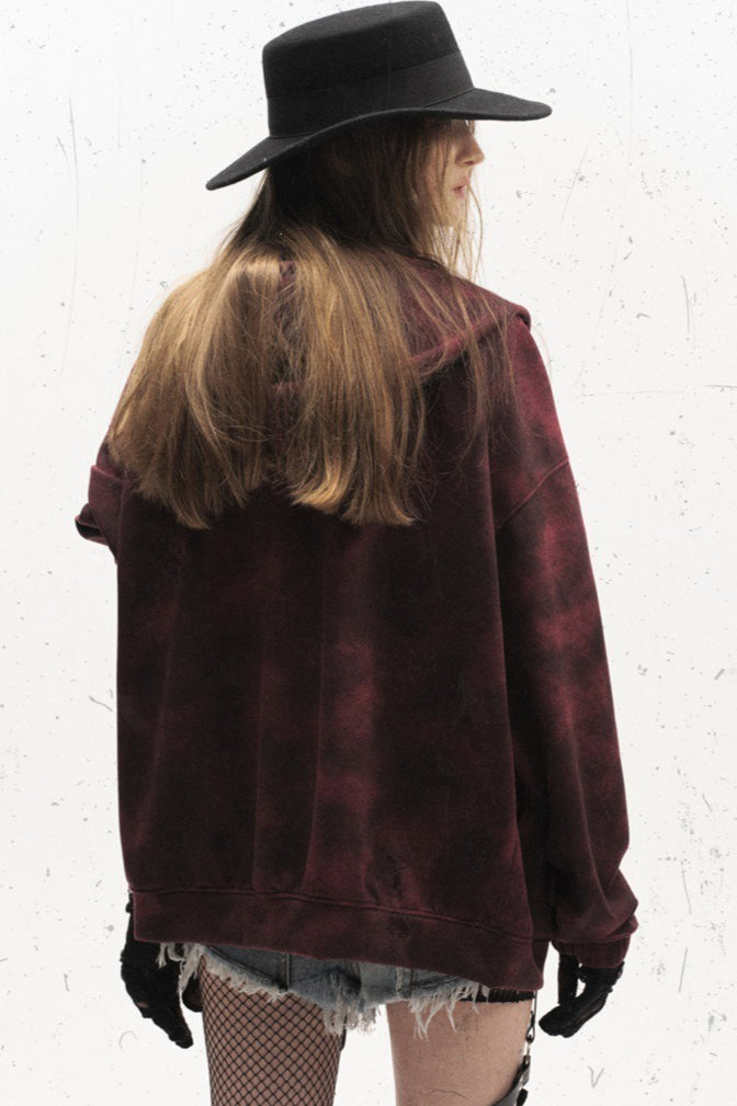 Mottled Graphic Zip Up Hoodies