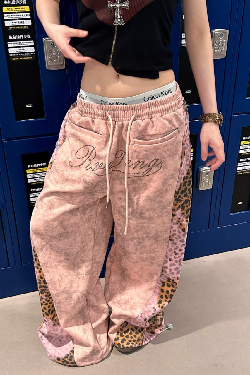 Leopard Panel Wide Leg Pants