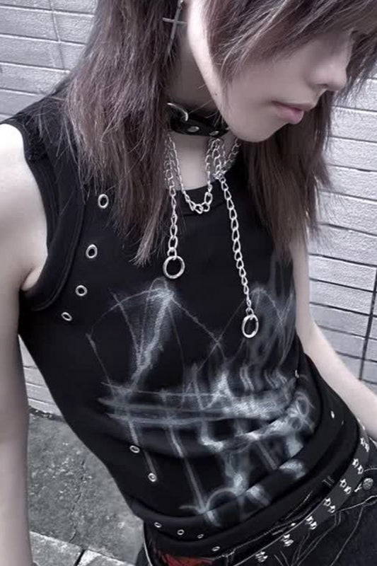Y2K Subculture Slim American Street Sleeveless Tank Top Secondary image