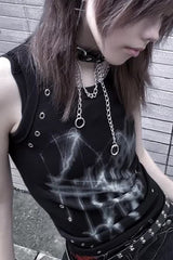 Y2K Subculture Slim American Street Sleeveless Tank Top