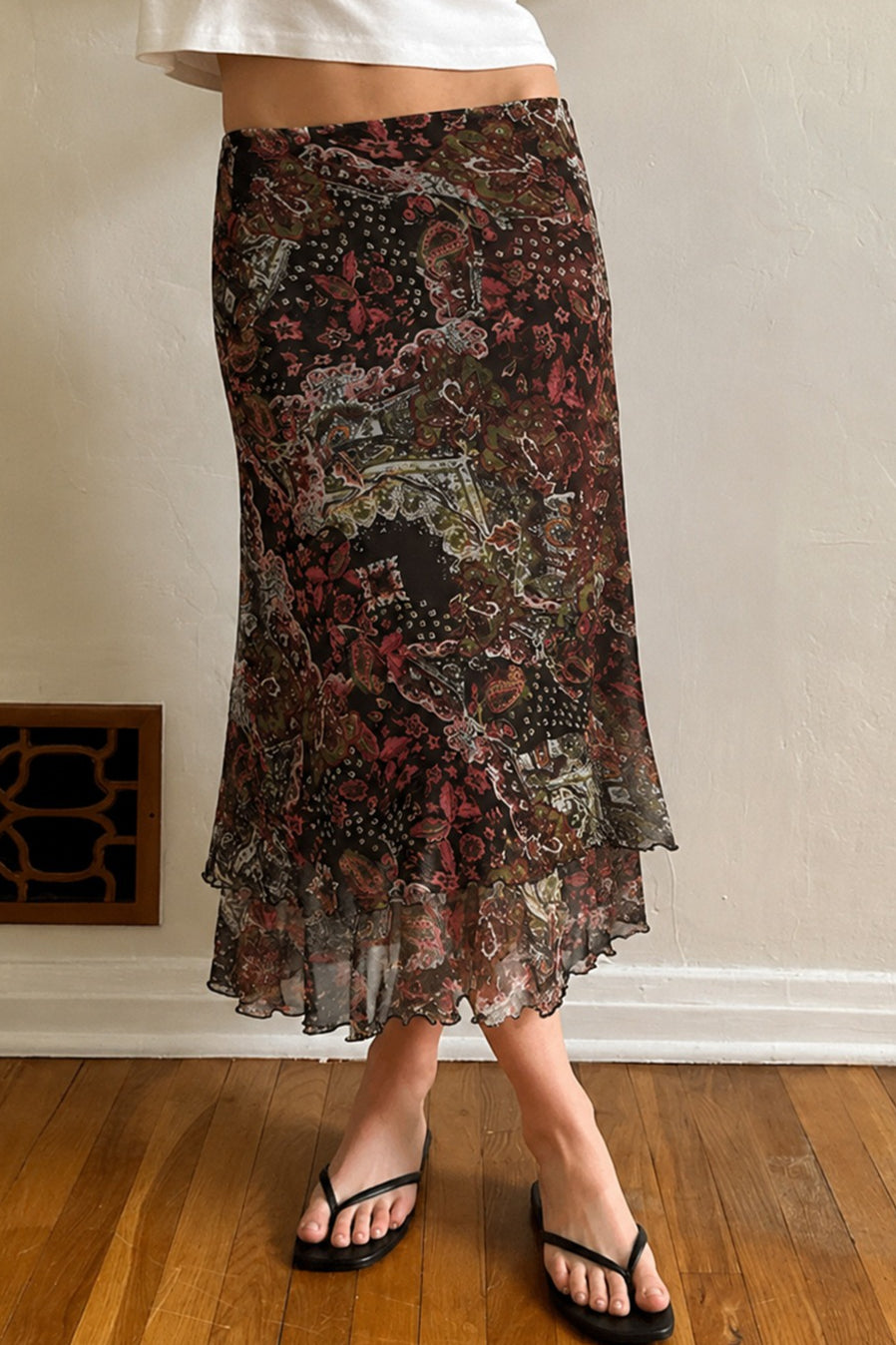 Paisley Print Ruffle Hem Skirts