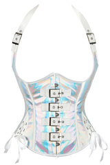 Holographic Halter PU Waist Corset