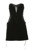 Sheer Panel Strapless Mini Dress