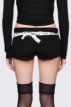 Script Front Graphic Print Shorts