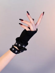 Edgy Subculture Rivet Tie Short Wrist Gloves