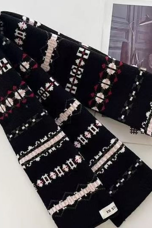 Striped Knit Vintage Warm Versatile Scarf Secondary image