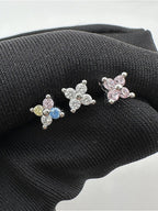 Clover Two-tone Zircon Lip Stud