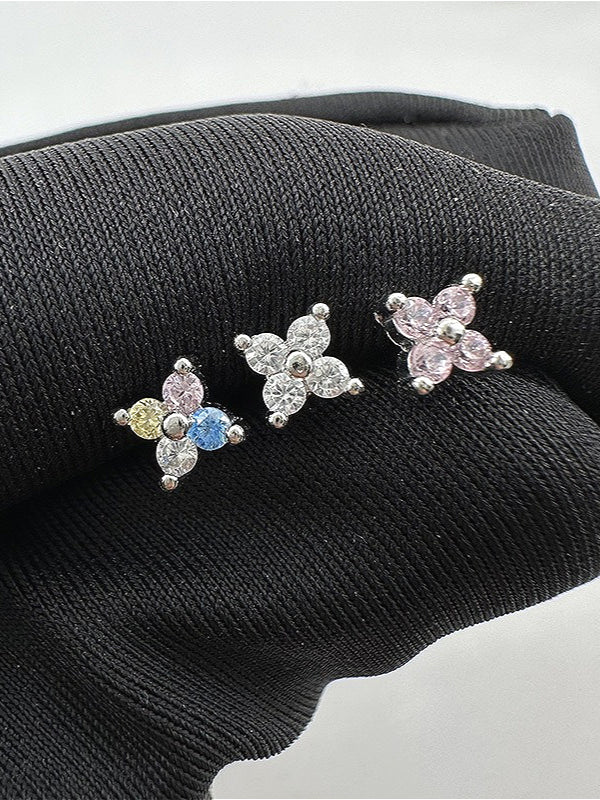 Clover Two-tone Zircon Lip Stud