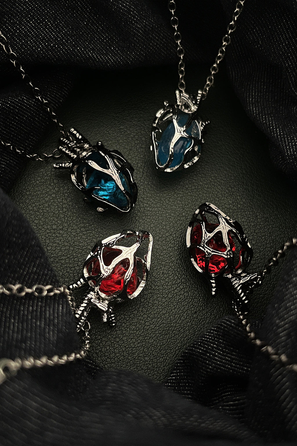 Gothic Hollow Heart Glass Pendant Necklace