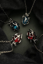 Gothic Hollow Heart Glass Pendant Necklace