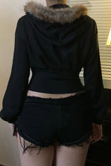 Dark Style Letter Print Rhinestone Hoodie