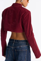 Suede Effect Cropped Zip Jackets
