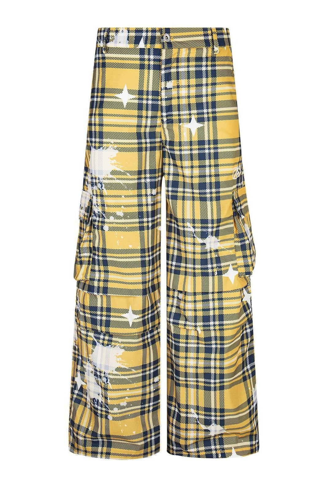 Star Print Plaid Cargo Pants