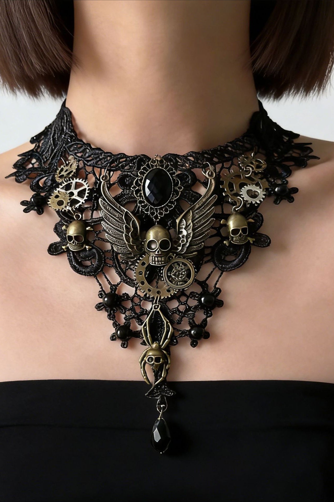 Chic Oversized Lace Pendant Necklace