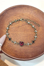 Vintage Antique Copper Cross Chain Bracelet