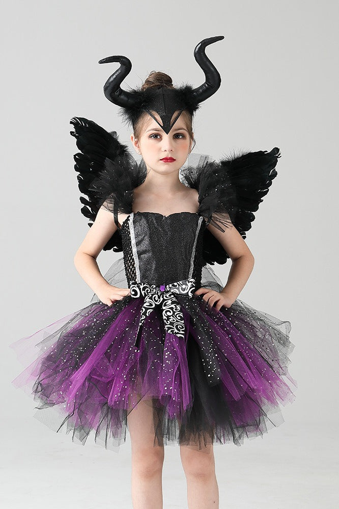 Maleficent Style Kid Halloween Costume Main image