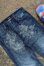 Assorted Embroidered Graphic Straight Leg Jeans