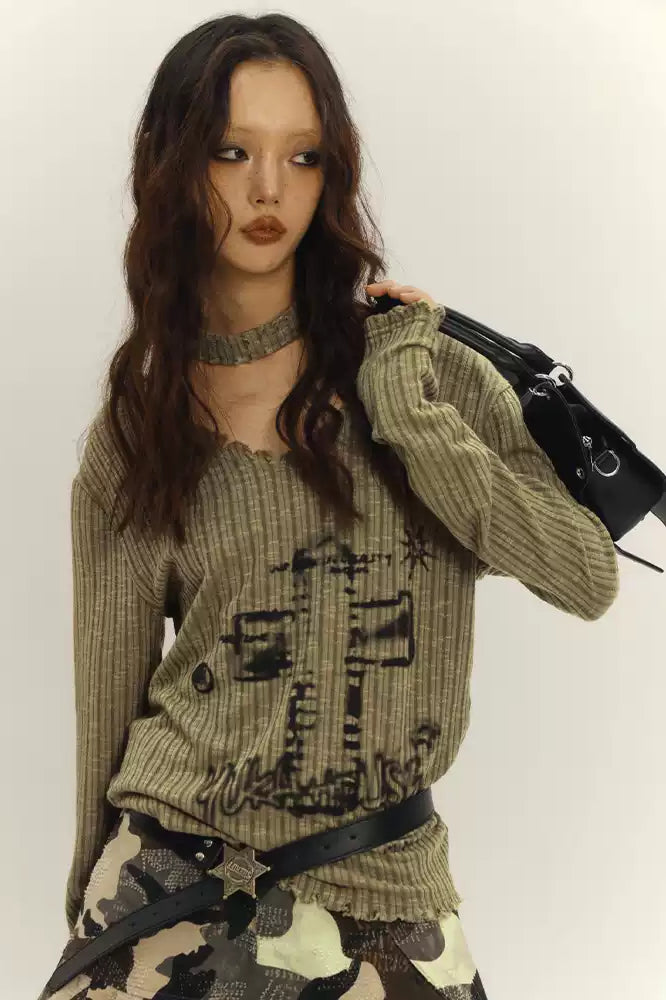Punk Spicy Long Sleeve Knit Top Secondary image