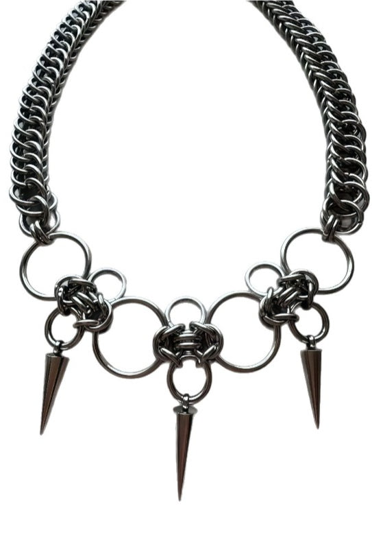 Skull Ring Spike Choker Necklaces Secondary image
