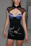 Blue Bust Contrast Mesh Mini Dress