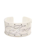 Brown White Acrylic Wide Open Bracelet