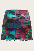 Cyber Pattern Bodycon Mini Skirt