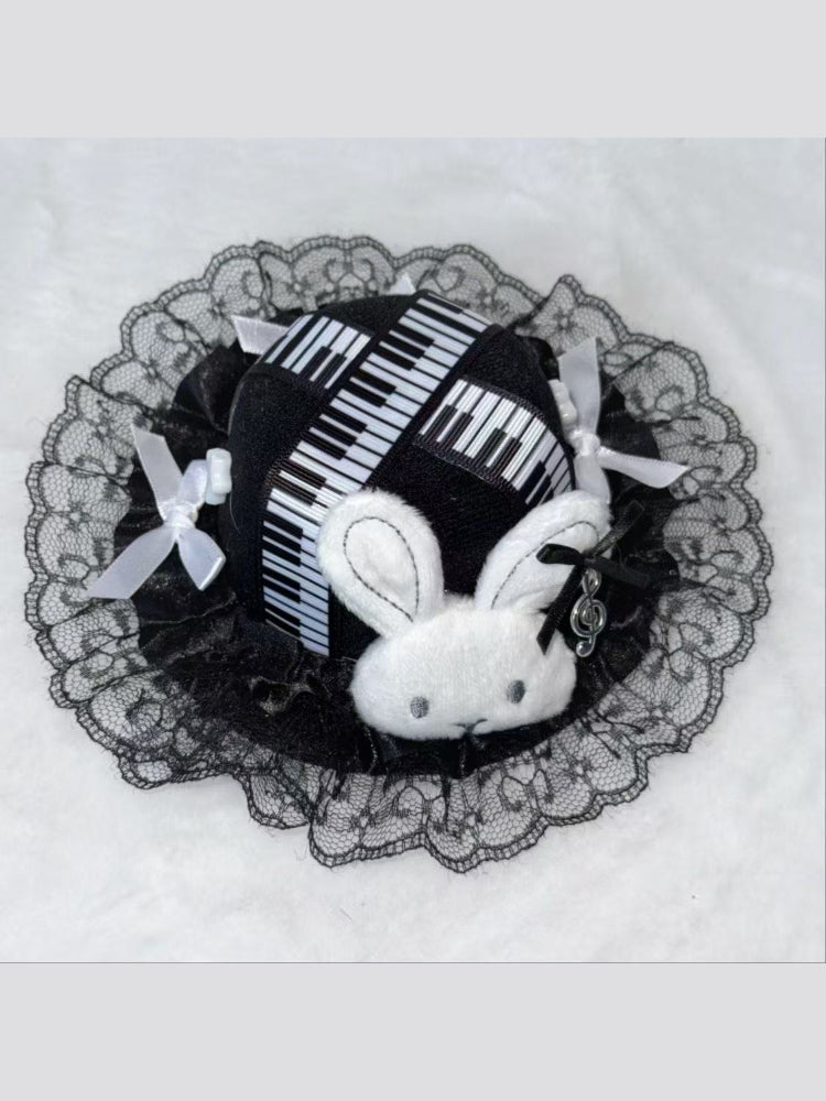 Gothic Piano Key Bunny Ear Lace Hair Accs Main image