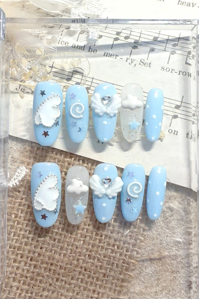 Vintage Y2K Angel & Dot Music Pattern Press On Nails Secondary image