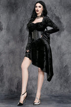 Floral Texture Bell Sleeve Asymmetric Dress