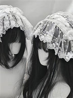 Vintage Gothic Dark Lace Angel Hair Accs