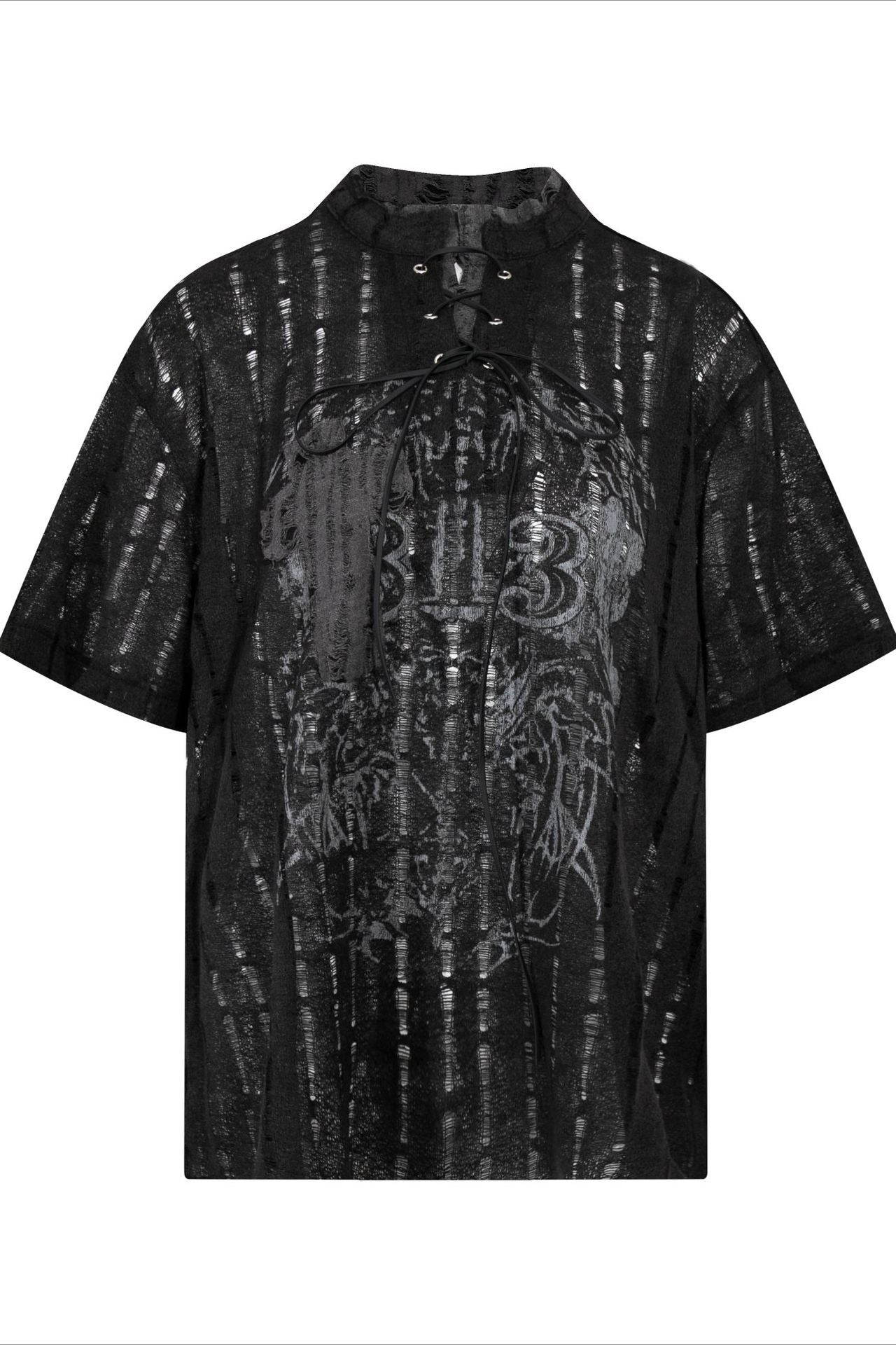Y2K Ripped Half-Zip Loose Fit T-Shirt Main image