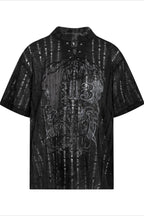 Y2K Ripped Half-Zip Loose Fit T-Shirt