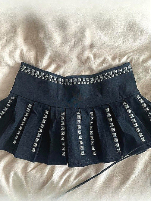 Gothic Rhinestone A-line Skirt