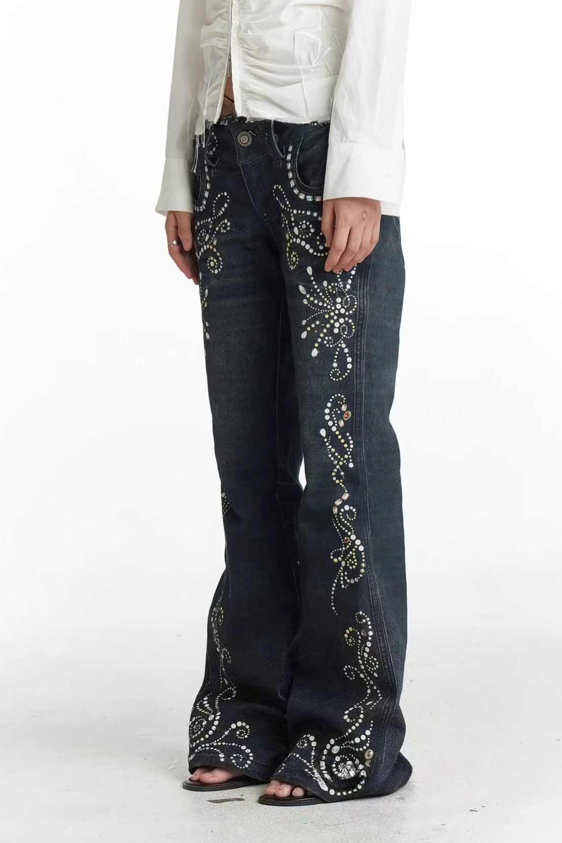 Y2K Gem Totem Print Denim Pants