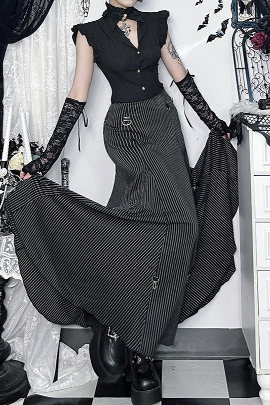 Gothic Convertible Stripe Party Maxi Skirt Secondary image