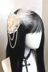 Gothic Lolita Lace Feather Hair Accs