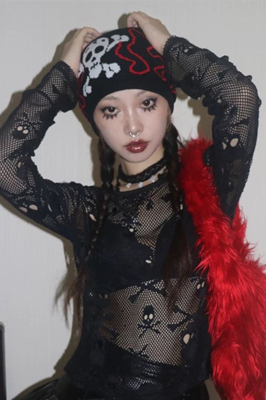 Warm Punk Skull Slouchy Hat Main image