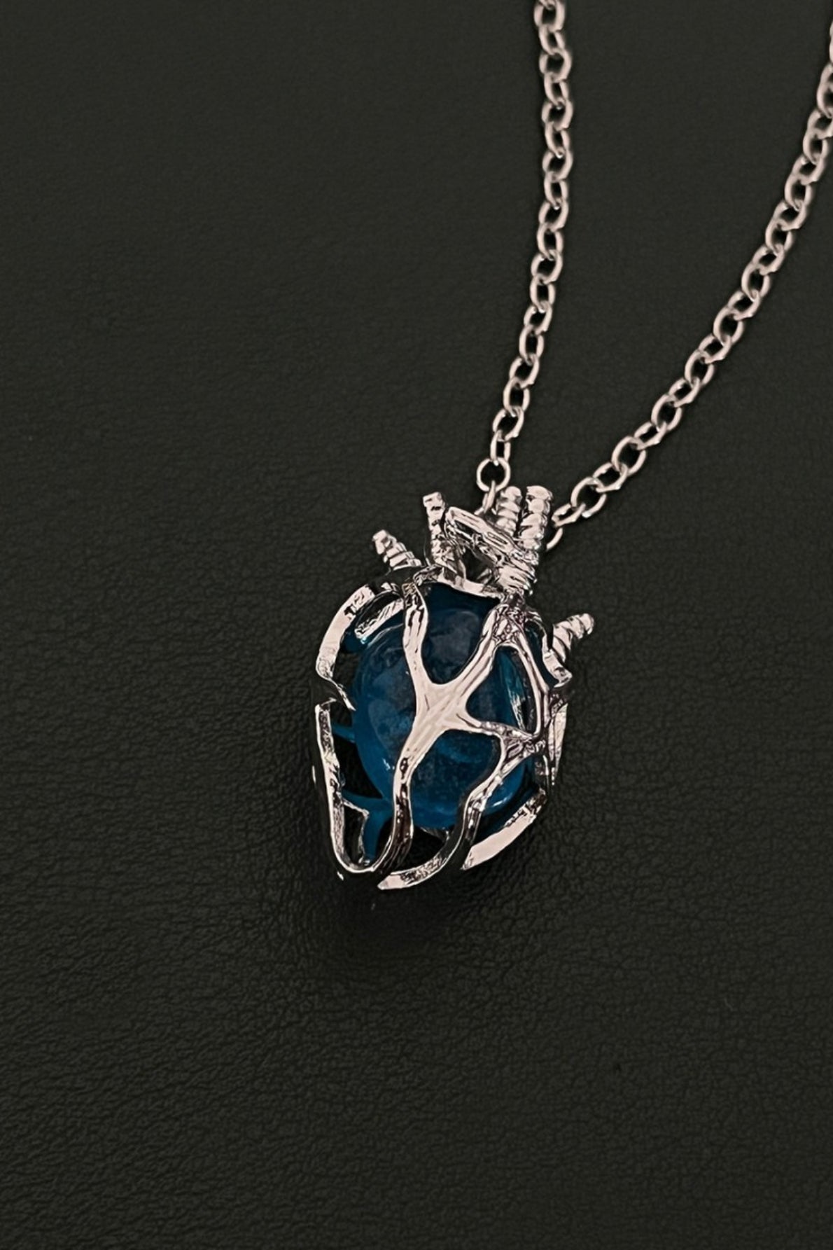 Gothic Hollow Heart Glass Pendant Necklace