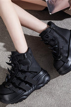 Spiked Strap Platform Combat Boots