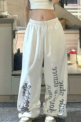 Gothic Letter Print Track Pants