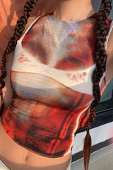 3D Thermal Gradient Print Slim Fit Crop Top