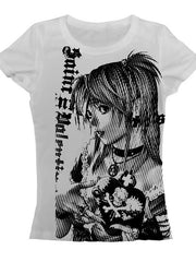 Gothic Anime Print Cropped Short Sleeve T-shirt