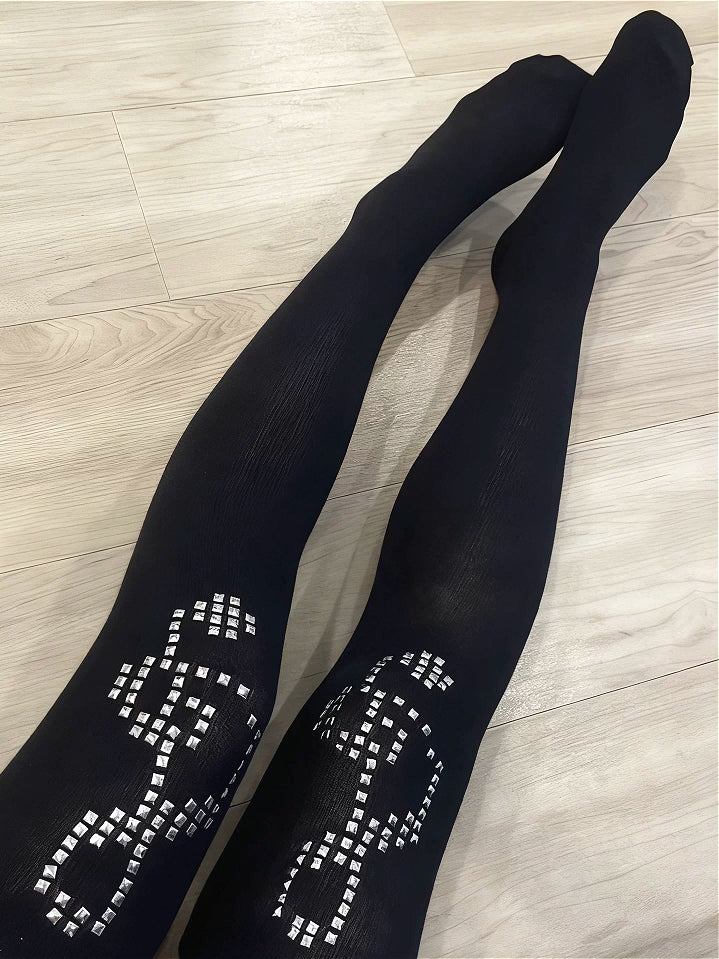 Y2K Street Note Rhinestone Socks