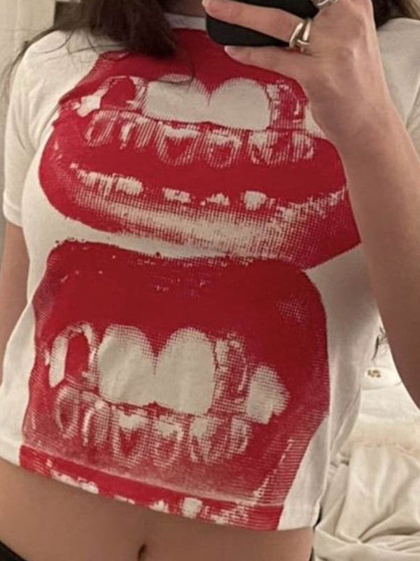 Gothic Lip Print Crop Top Main image