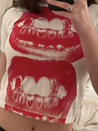 Gothic Lip Print Crop Top